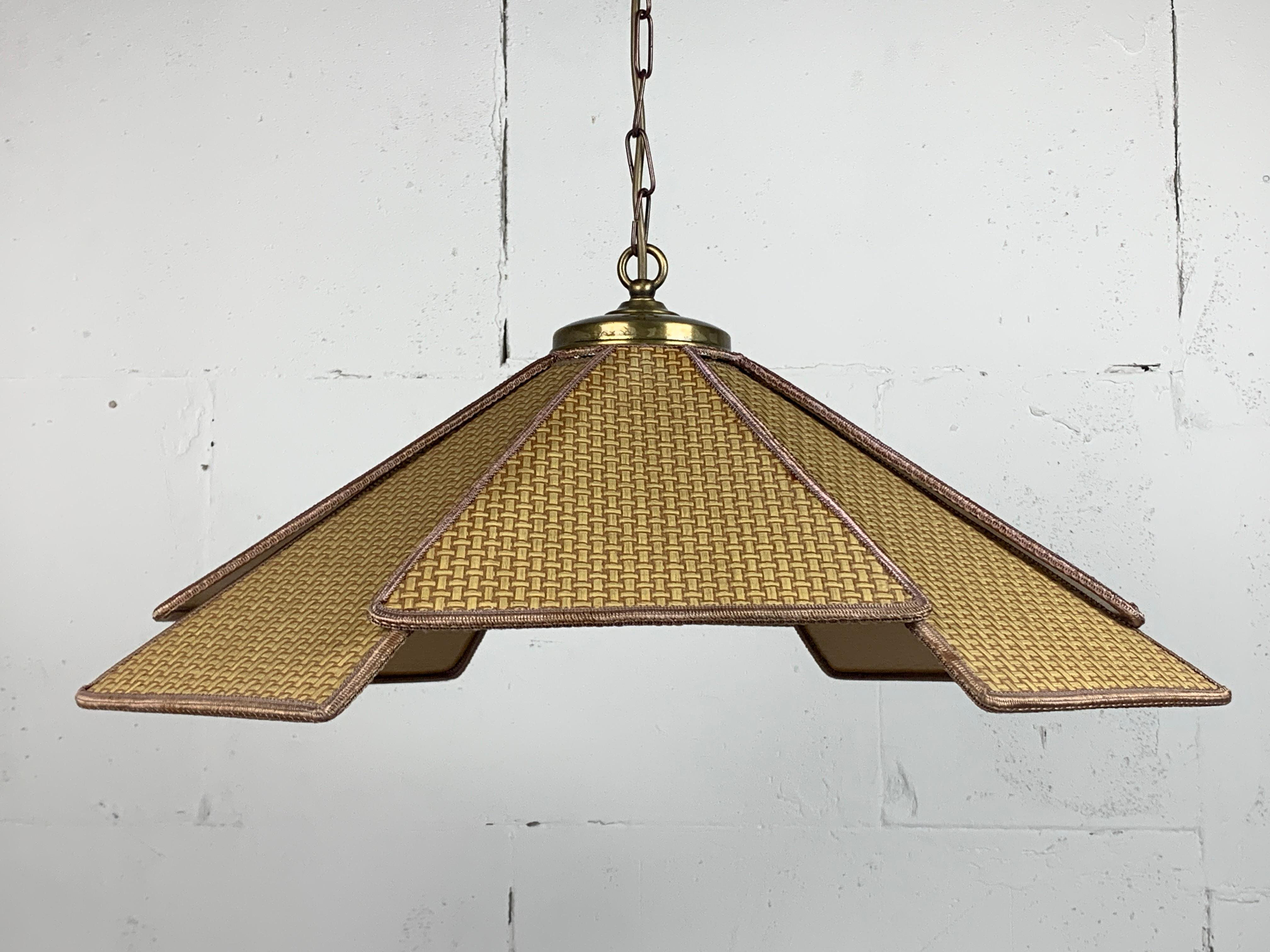 Lampada a sospensione scandinava a ventaglio Uchiwa in rattan intrecciato, anni '60 - '70 in vendita 10