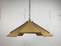 Scandinavian Uchiwa fan style rattan woven hanging lamp, 1960s -1970s