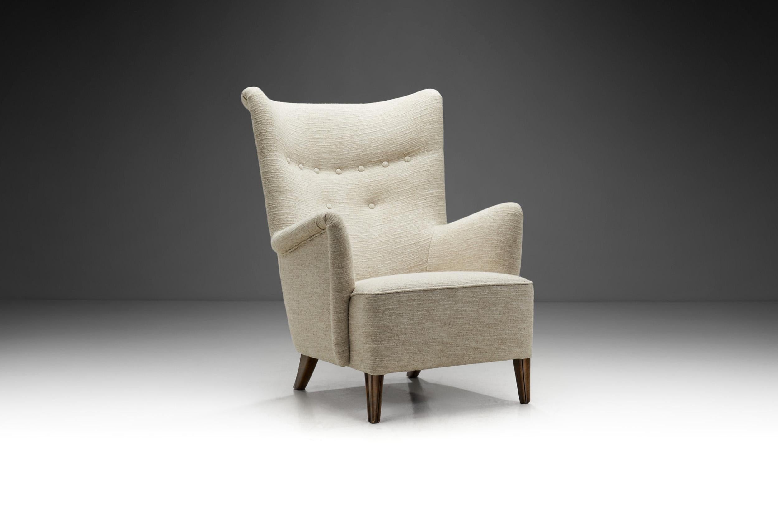 Throughout Scandinavia, there's a long history of pride in craftsmanship using natural materials like wood. This wingback design has a rich history and purpose; it is said that they were first created to trap the heat emanating from the fireplace.