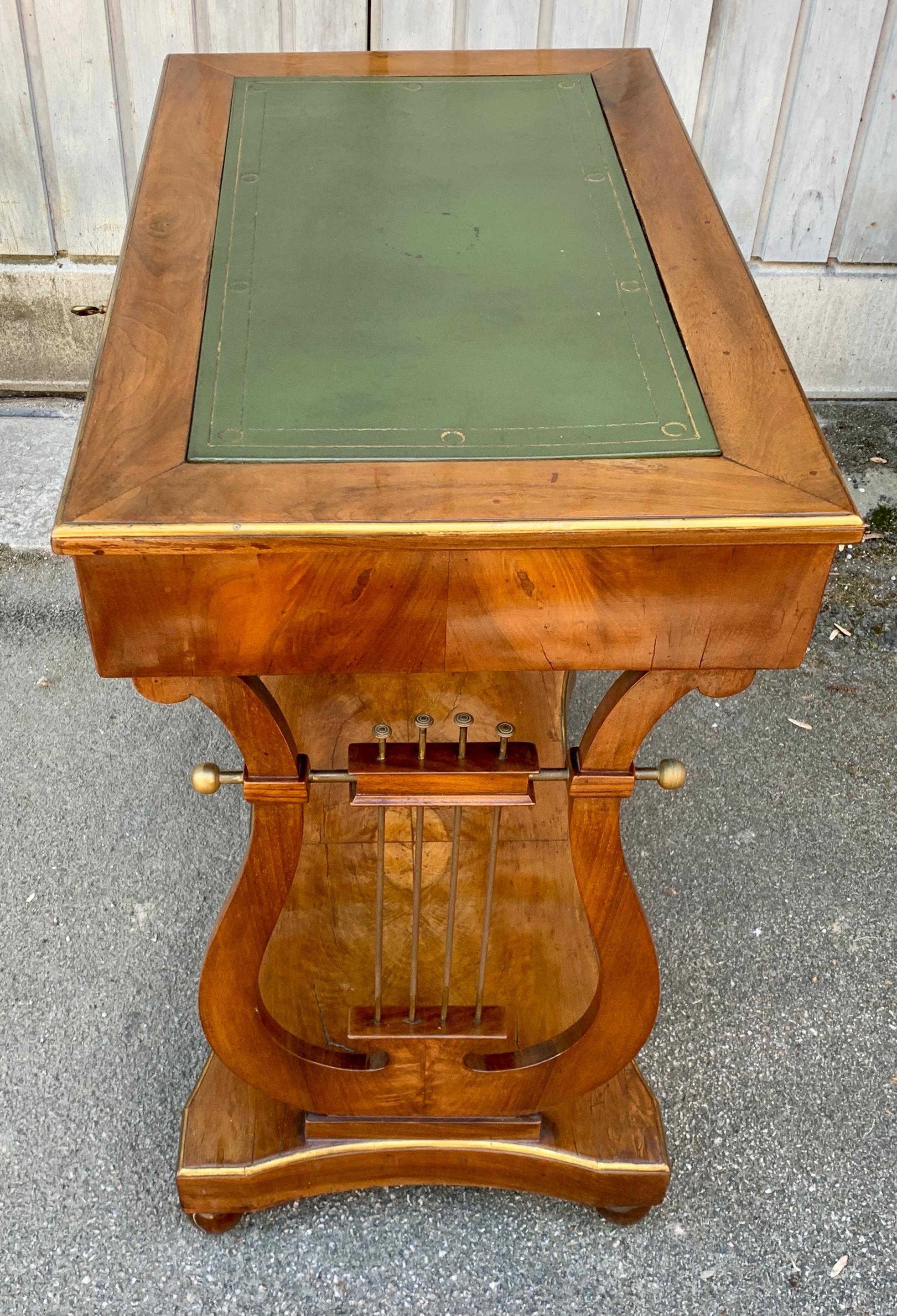 Scandinavian Veneered Biedermeier Writing Desk with Lyres For Sale 4