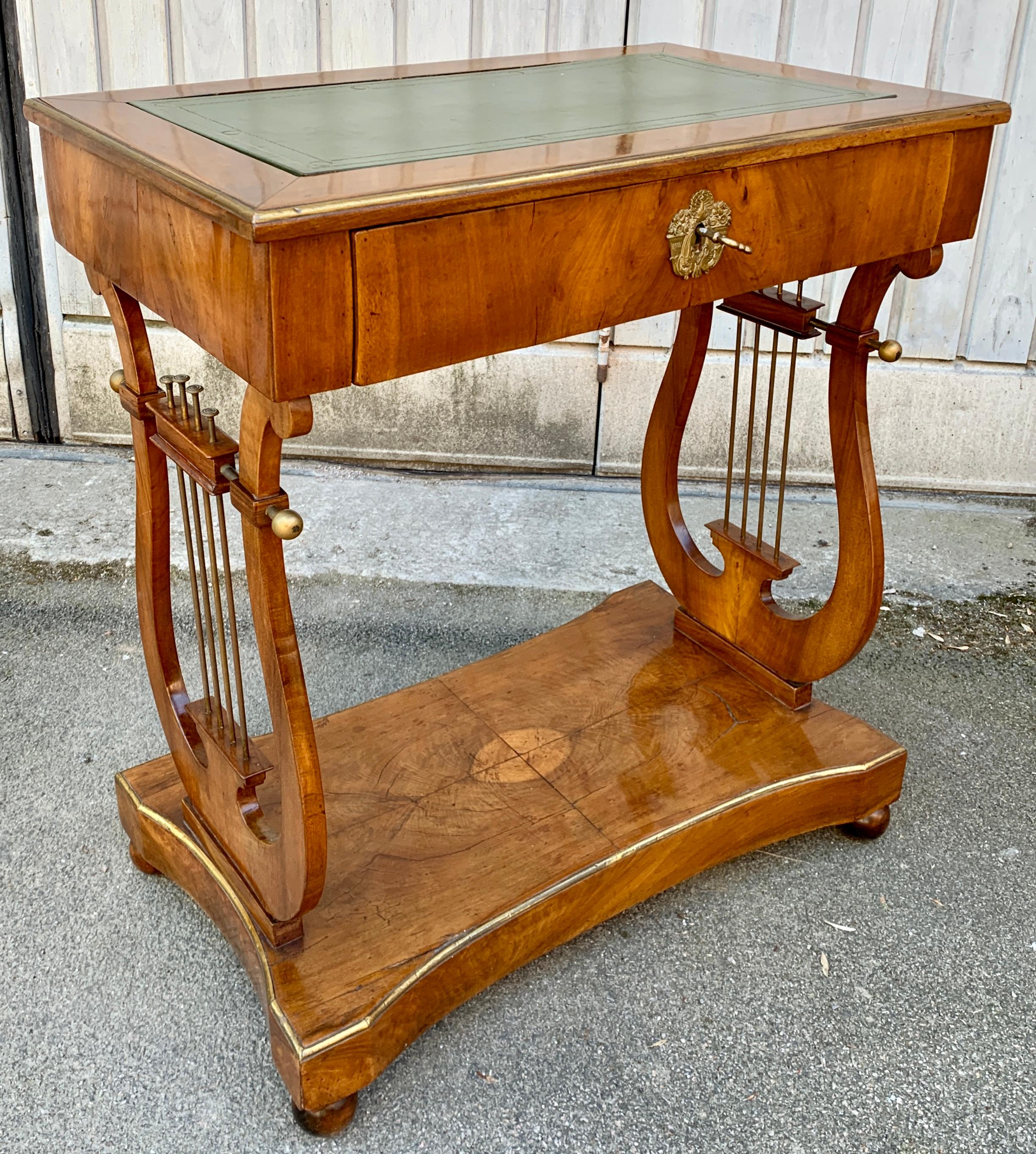 Scandinavian Veneered Biedermeier Writing Desk with Lyres For Sale 12