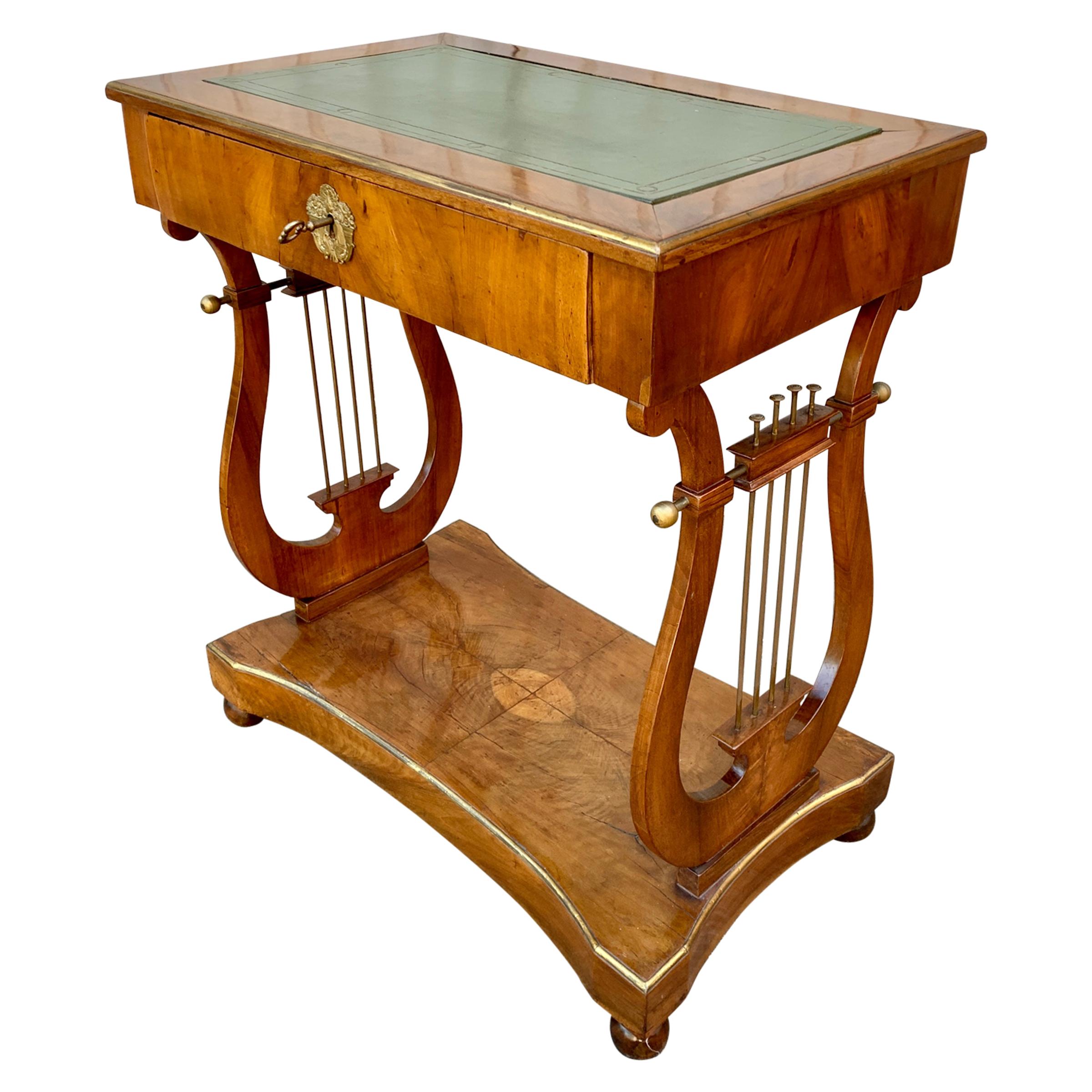 Scandinavian Veneered Biedermeier Writing Desk with Lyres