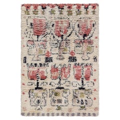 Tapis vintage scandinave beige à poils Rya, signé Laila Karttunen