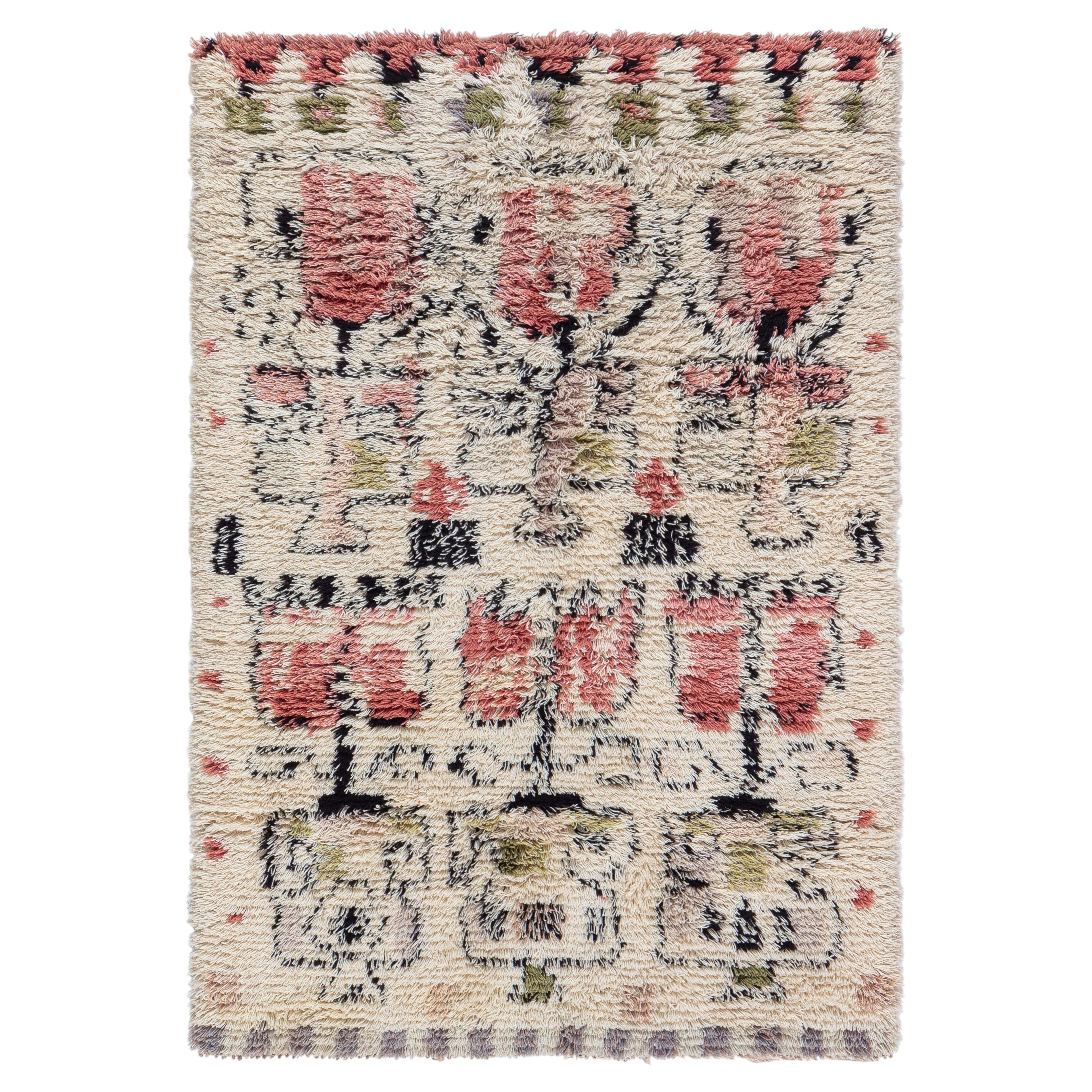 Scandinavian Vintage Beige Rya Carpet by Laila Karttunen by Doris ...