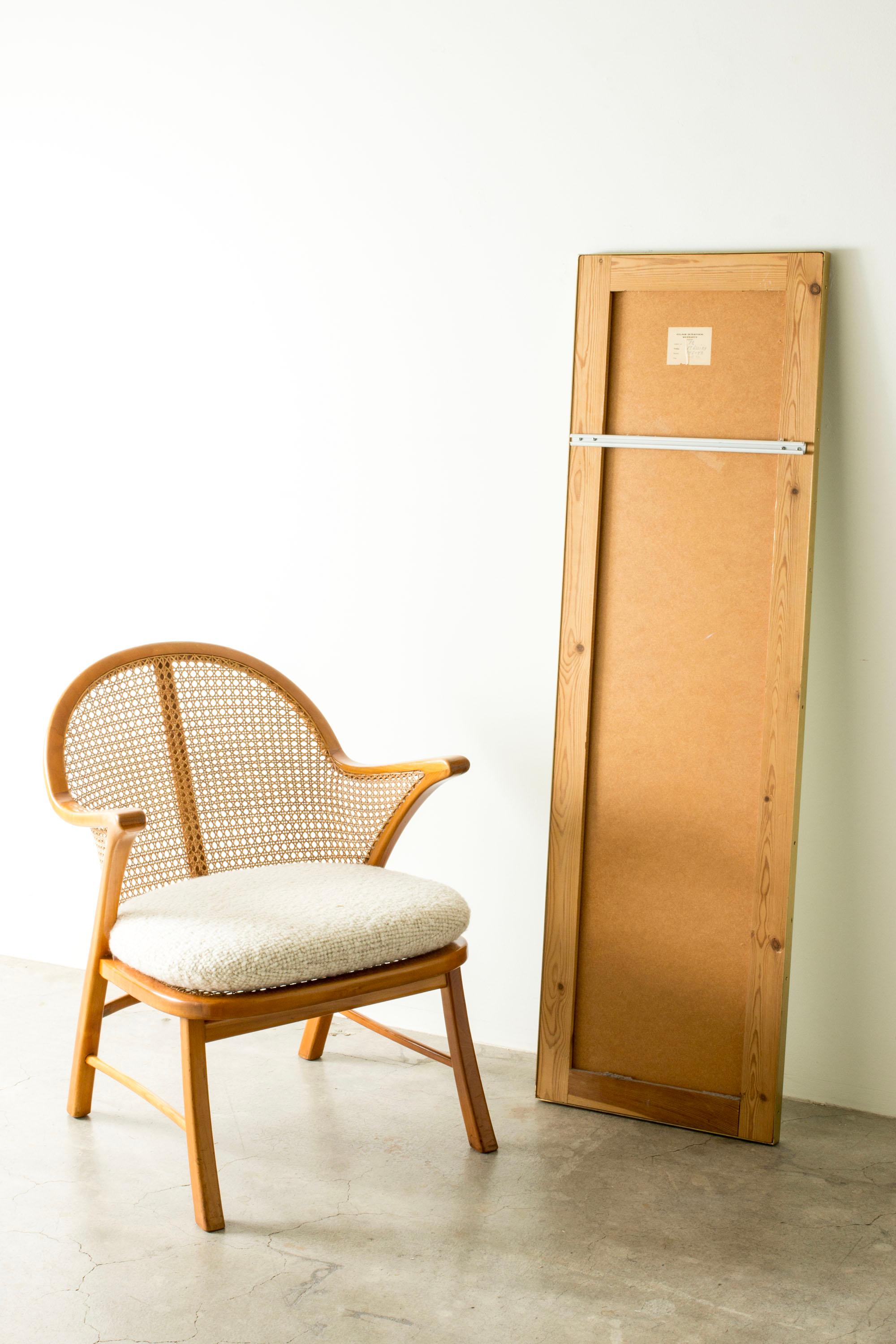 Milieu du XXe siècle Miroir mural scandinave en laiton, Glasmäster, Suède, années 1960 en vente