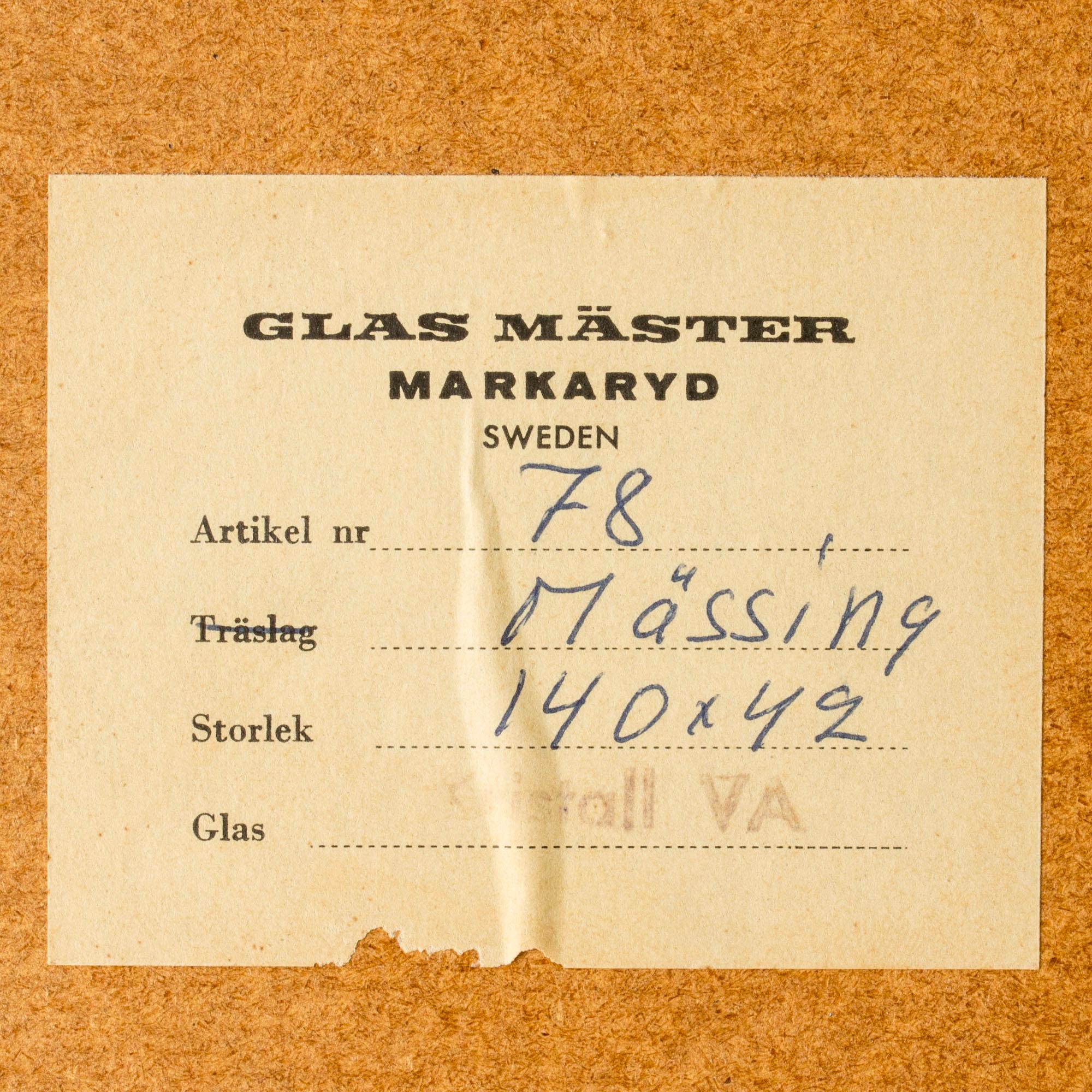 Laiton Miroir mural scandinave en laiton, Glasmäster, Suède, années 1960 en vente