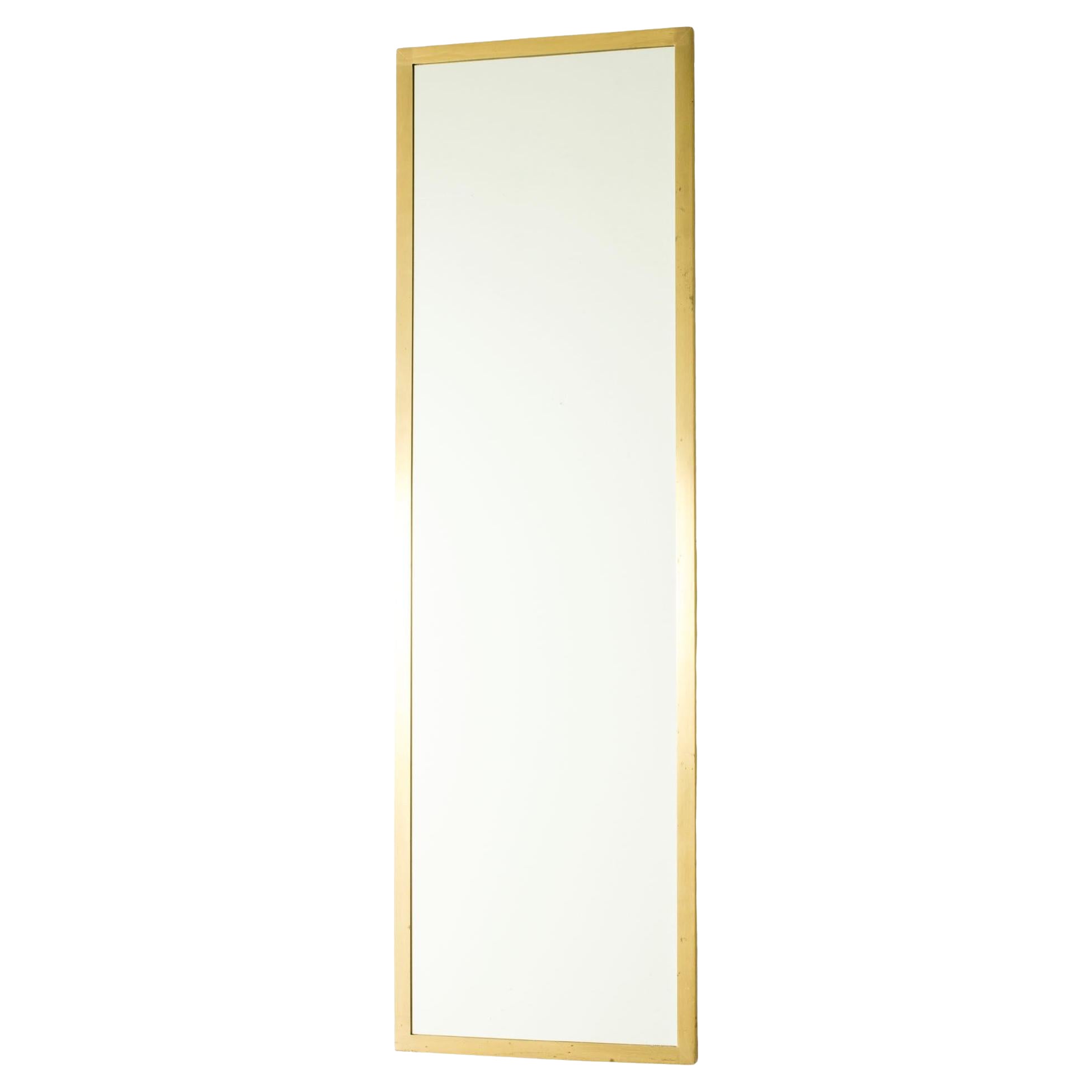 Scandinavian Vintage Brass Wall Mirror, Glasmäster, Sweden, 1960s