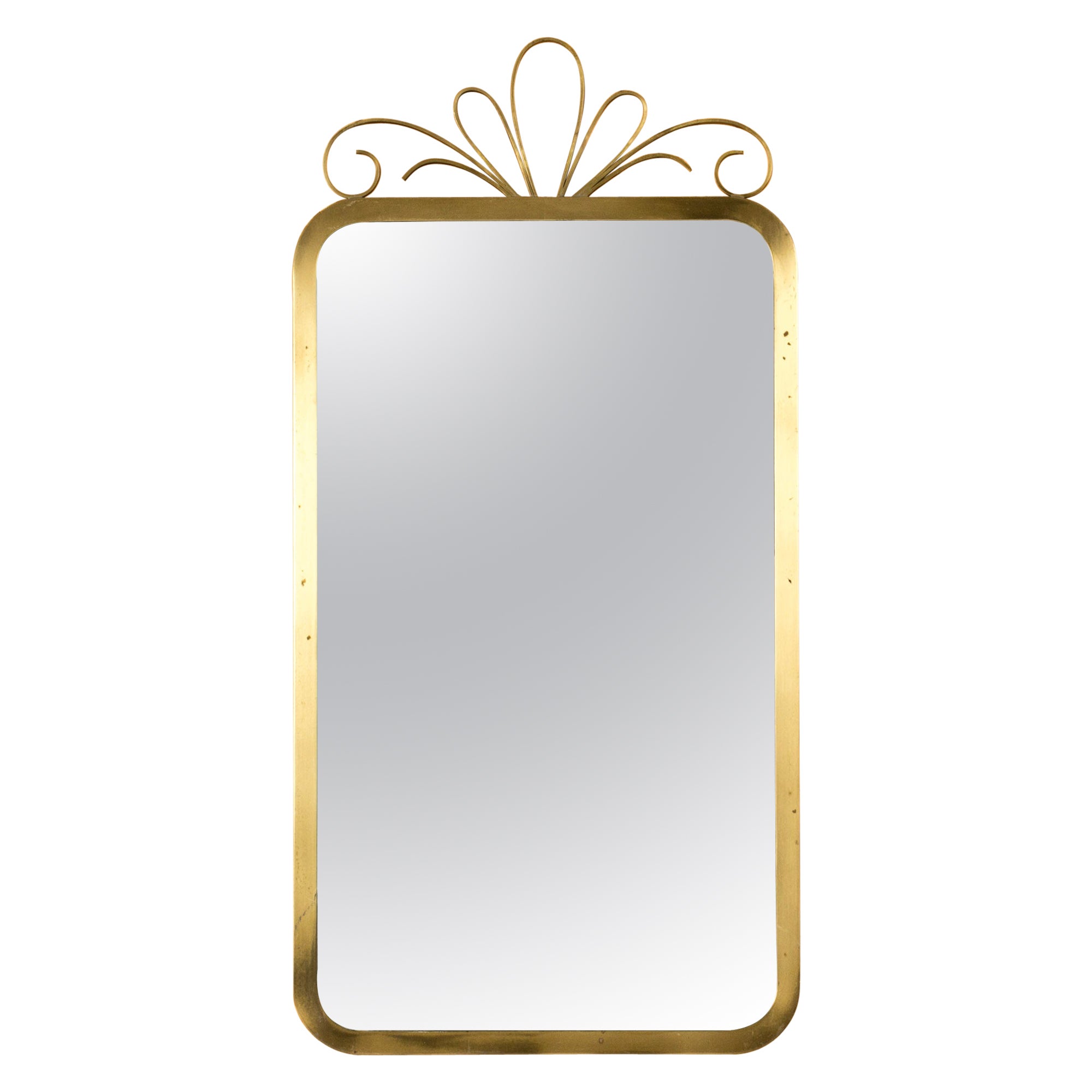 Scandinavian Vintage brass wall mirror, Sweden, 1950s
