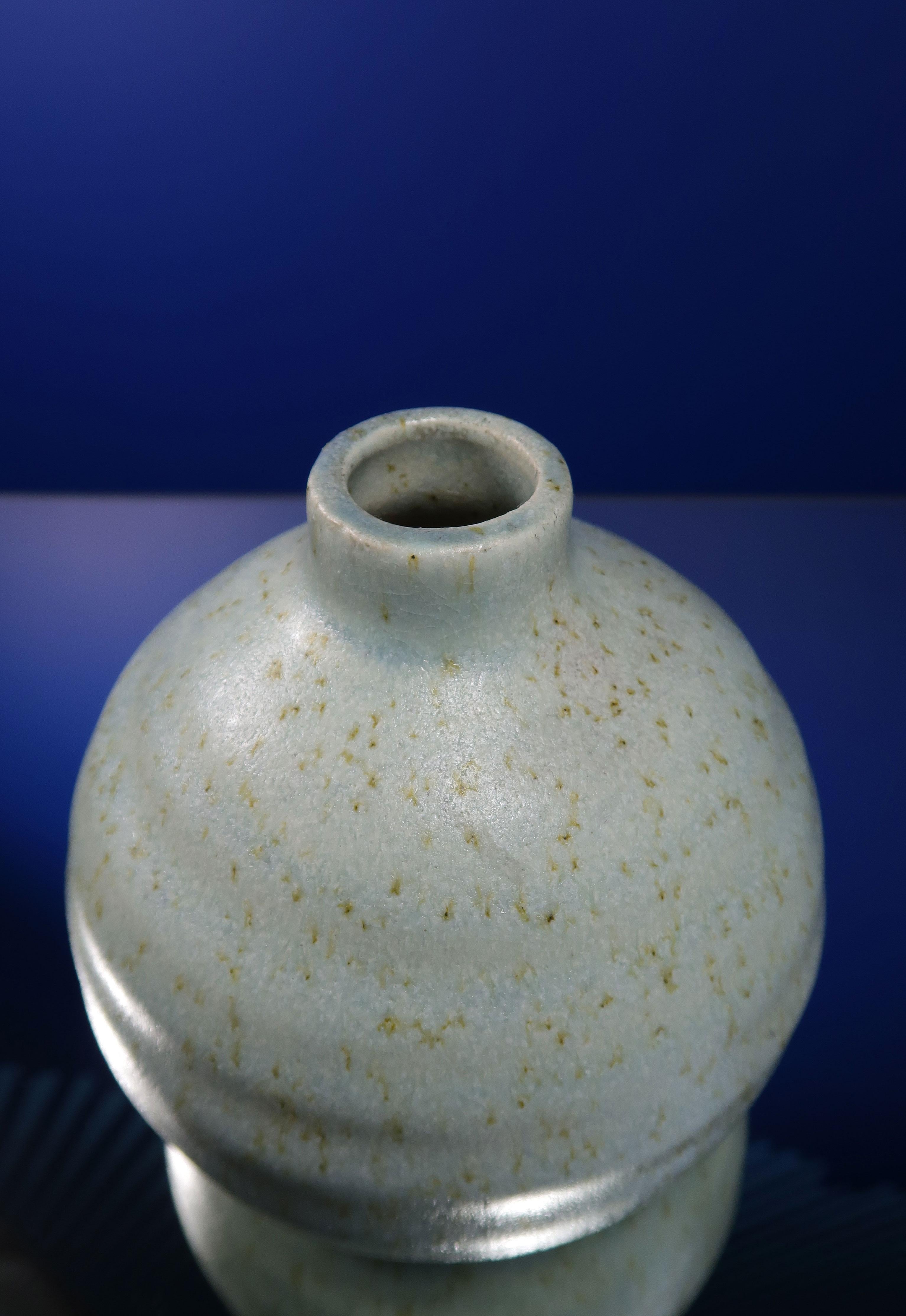 Scandinavian Modern Scandinavian Vintage Ceramic Light Blue Vase For Sale