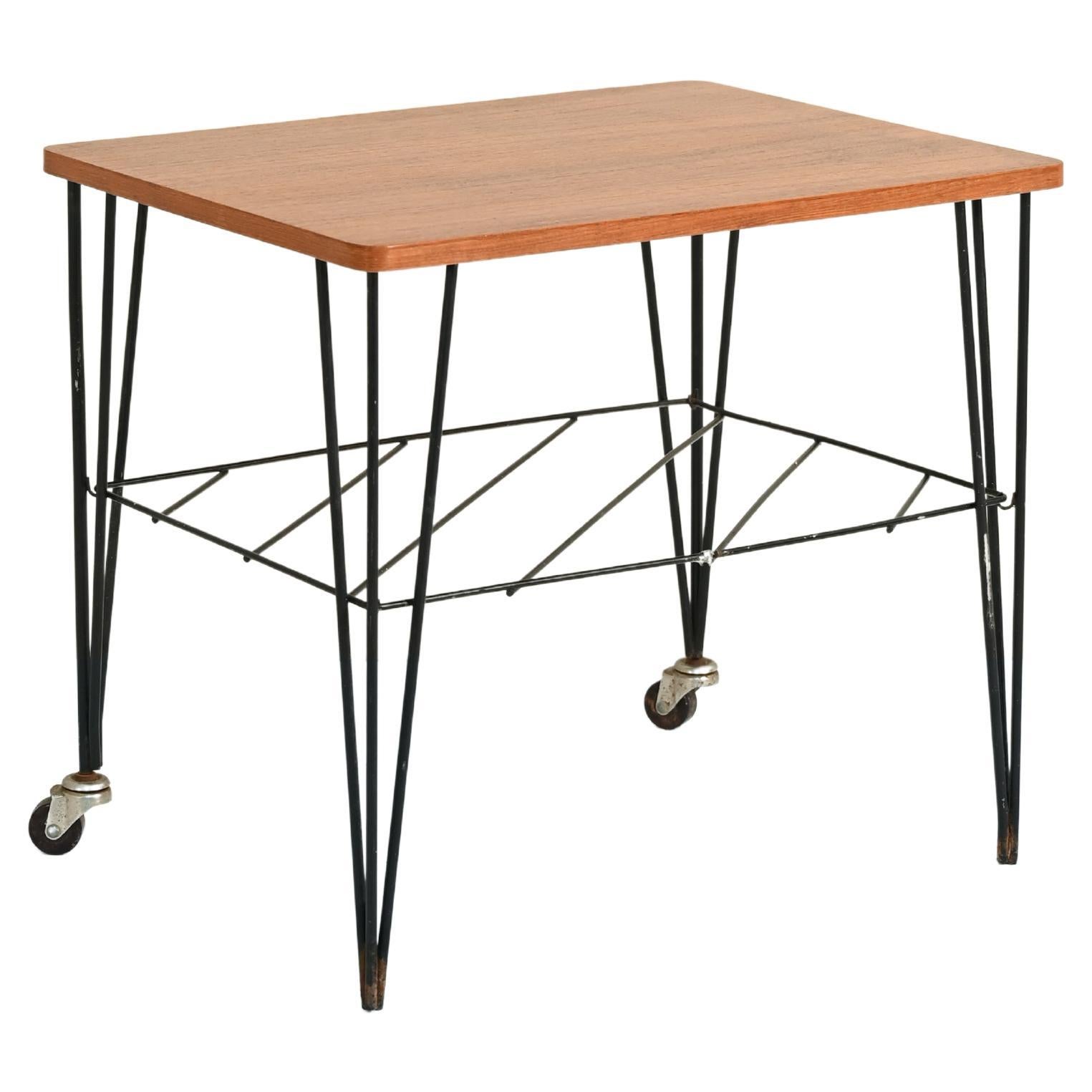 Scandinavian vintage coffee table with metal frame For Sale