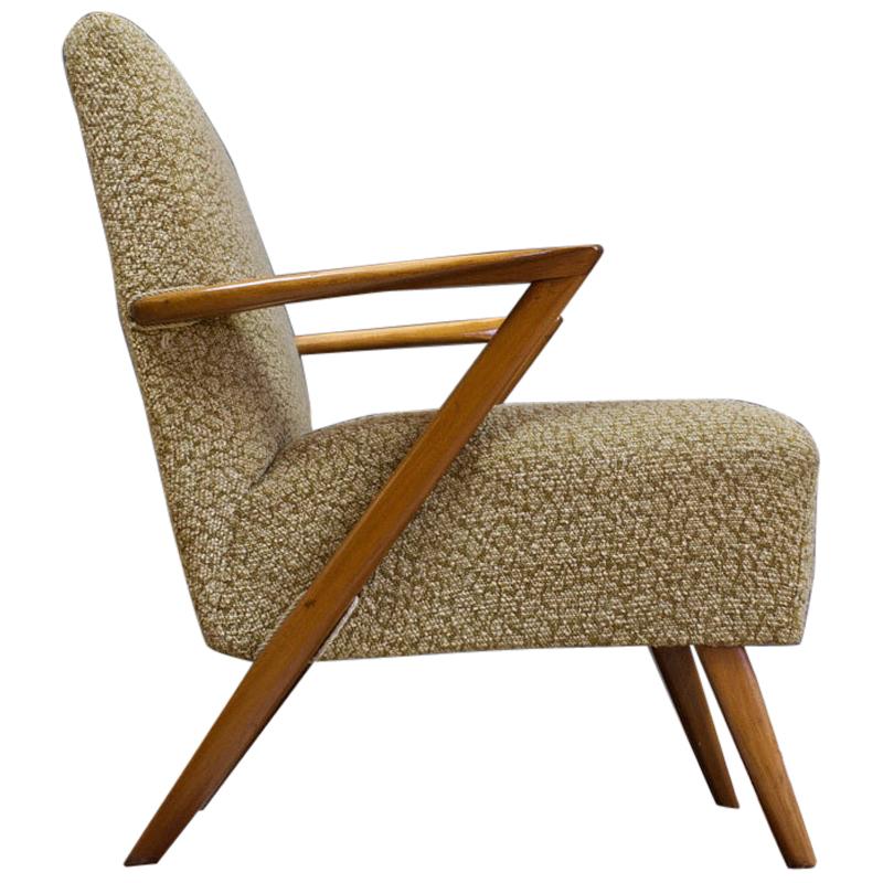 Scandinavian Vintage Elm Lounge Chair in style of Kurt Olsen, Sculptural, 1950s