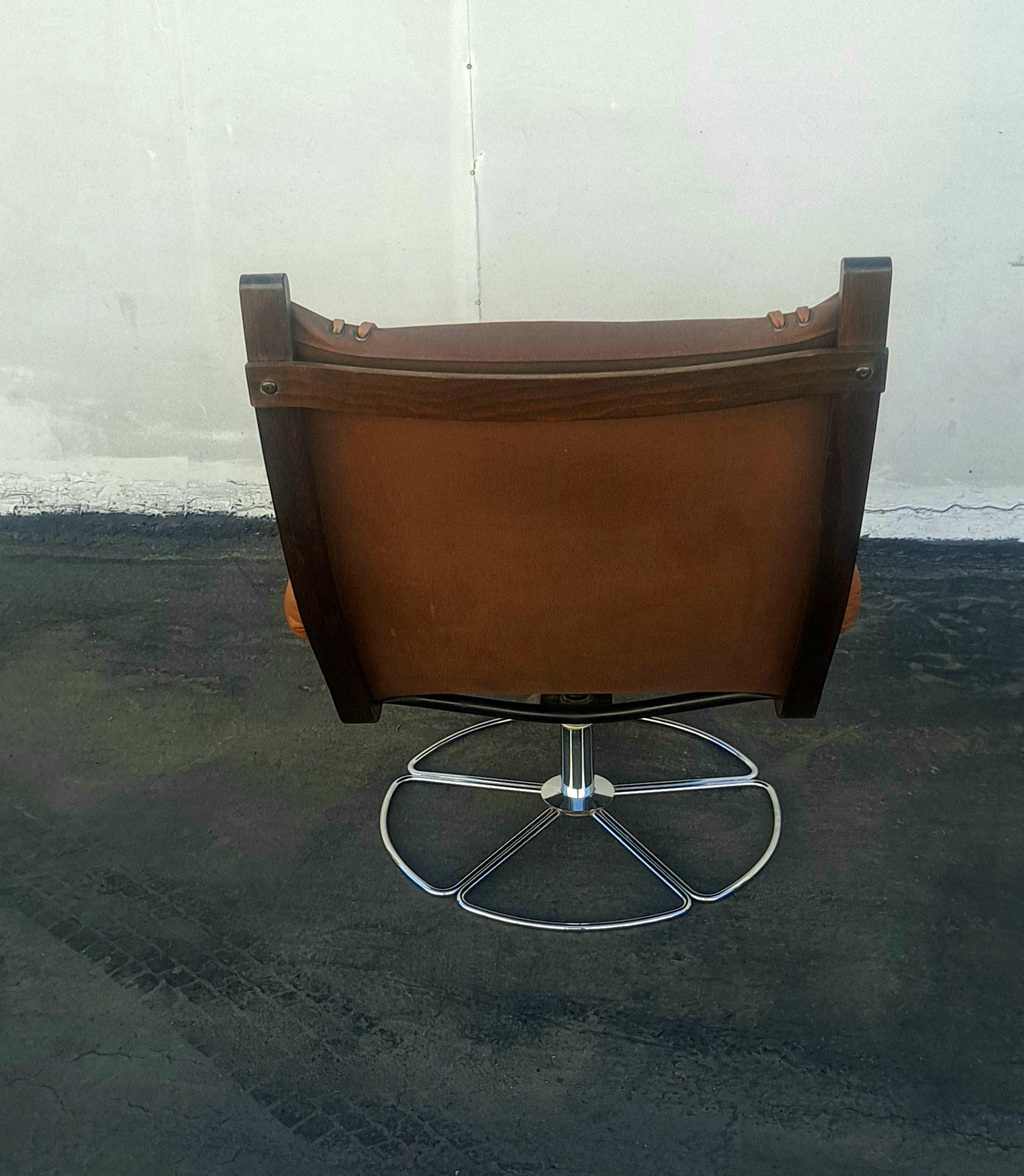Scandinavian Vintage Mid Century Lounge Chair and Ottoman For Sale 3