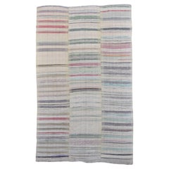 Scandinavian Vintage Multi-Colored Striped Wool Rug 6'6''x10'8''
