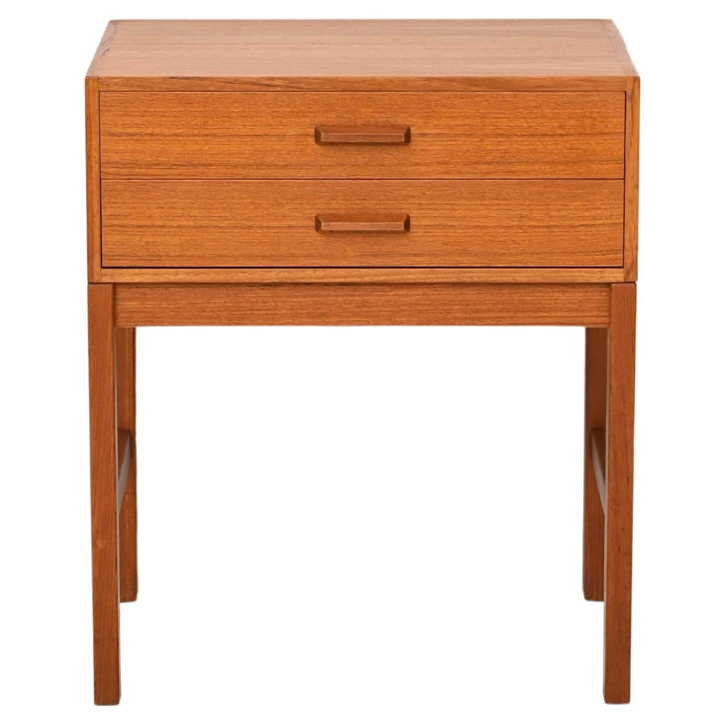 Scandinavian Vintage Nightstand with Two Drawers For Sale