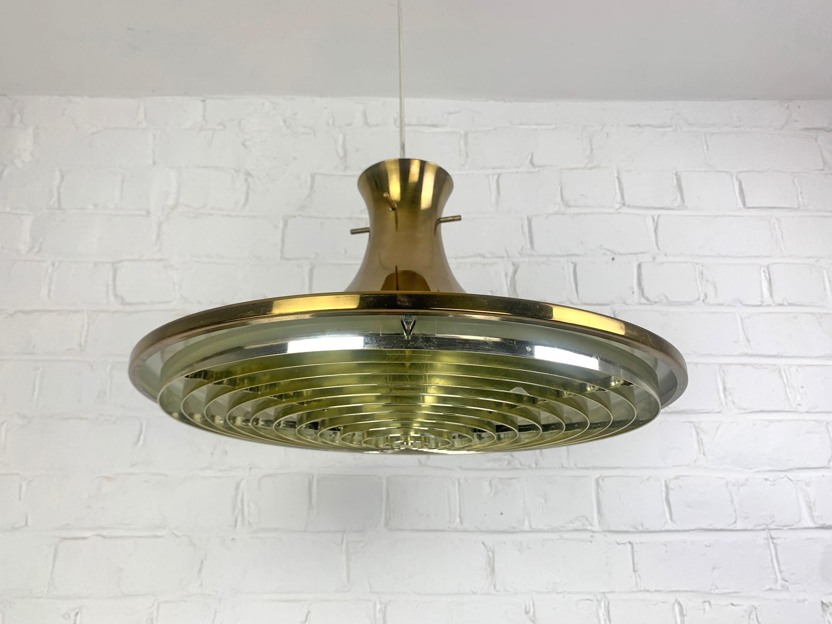 Lampada a sospensione vintage scandinava in ottone di Rex Lennart per Ikea, 1972 in vendita 3