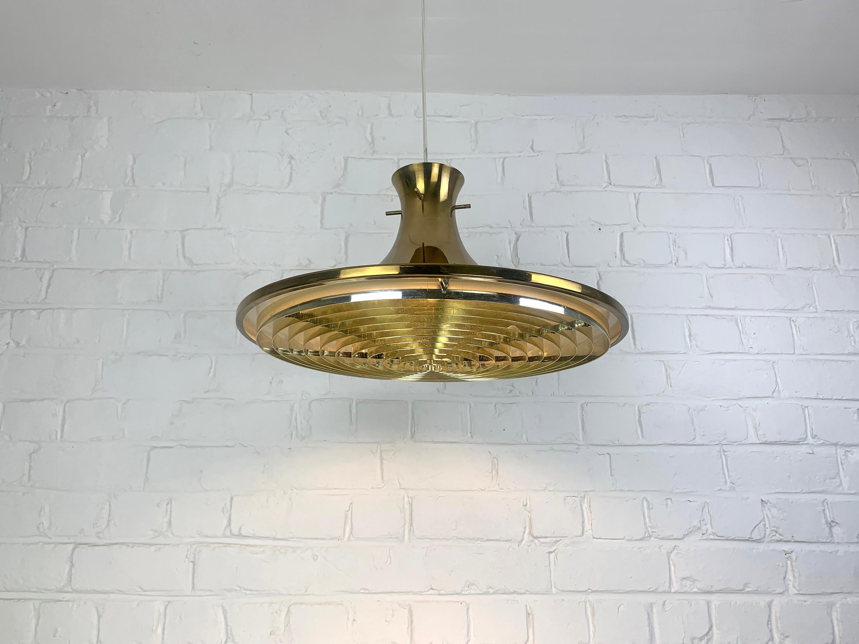Svedese Lampada a sospensione vintage scandinava in ottone di Rex Lennart per Ikea, 1972 in vendita