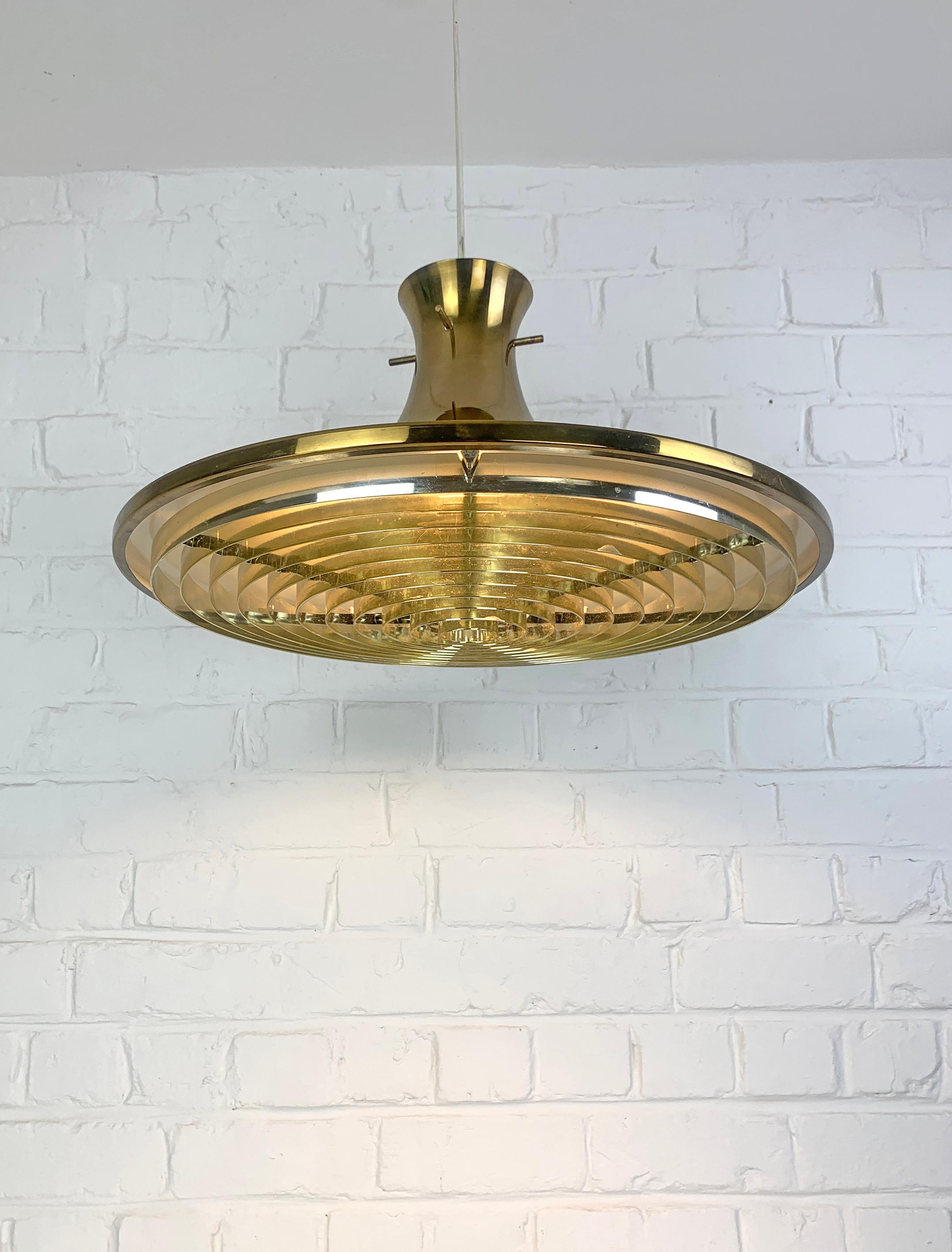 Lampada a sospensione vintage scandinava in ottone di Rex Lennart per Ikea, 1972 In condizioni buone in vendita a Vorst, BE