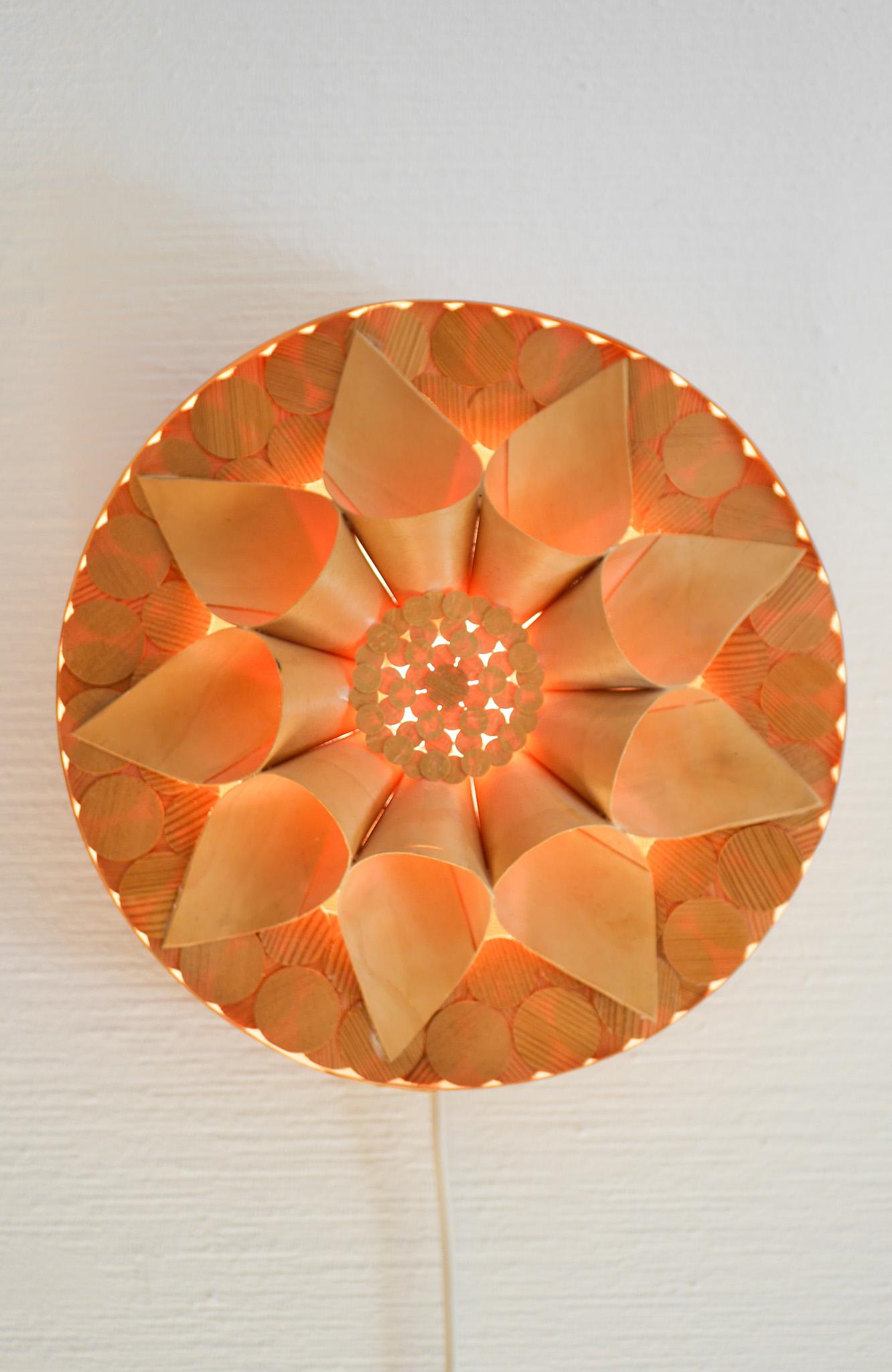 Applique vintage scandinave. Lampade da parete in legno di pino di metà secolo moderno in vendita 5