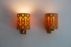 Scandinavian vintage sconces. Mid-century modern Pine wood wall lights