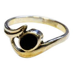 Scandinavian Vintage Silvering with Black Stone, 1960s
