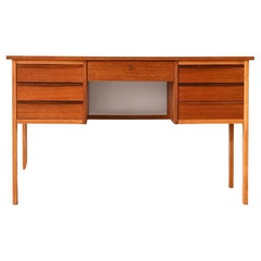 Scandinavian vintage teak desk with 7 drawers