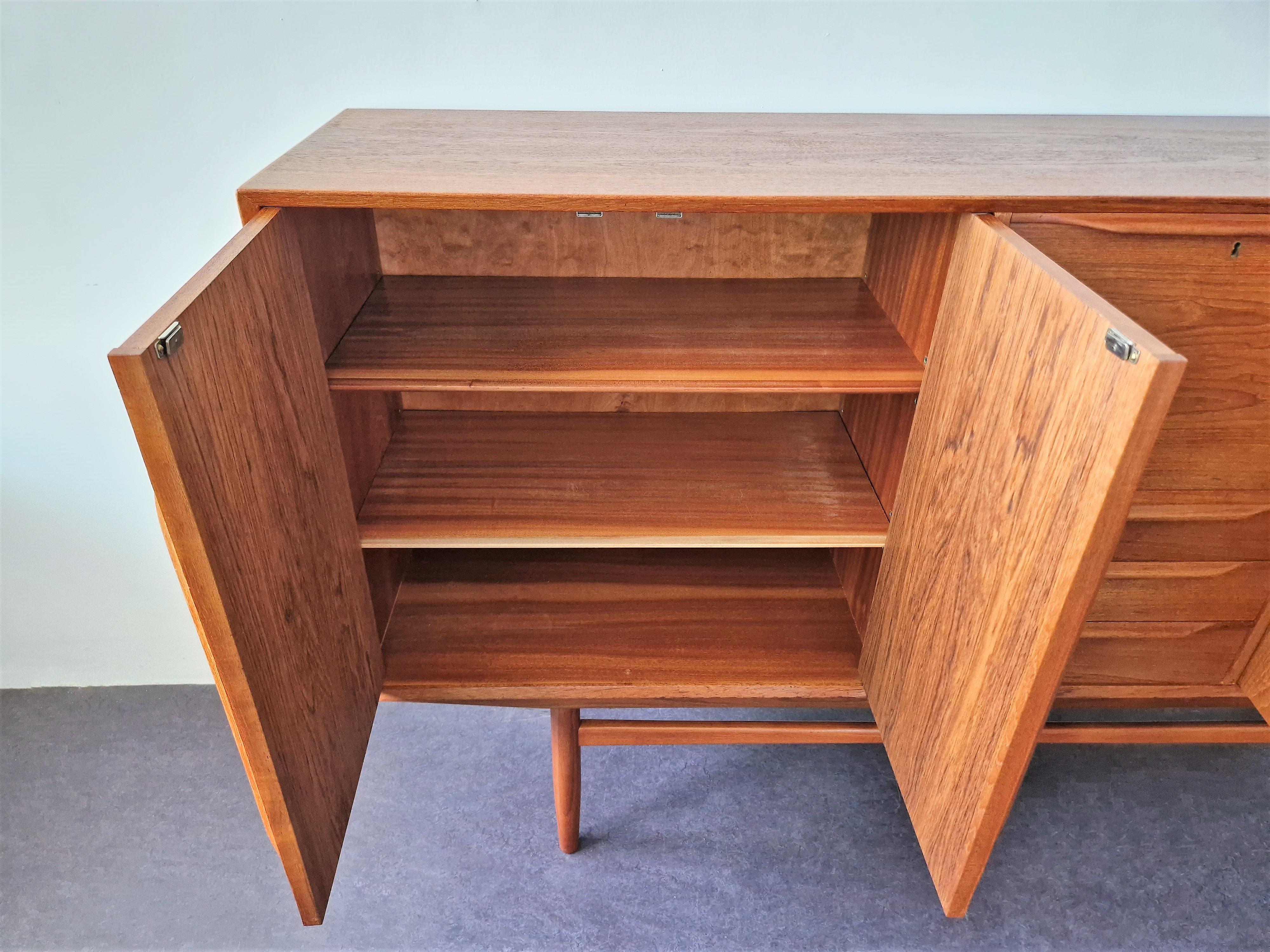 Scandinavian Vintage Teak Highboard, Denmark, 1960s In Good Condition For Sale In Steenwijk, NL