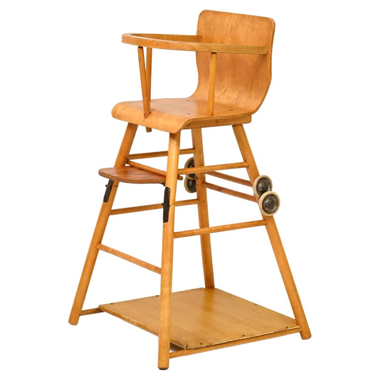 Scandinavian Vintage Wooden High Chair For Sale at 1stDibs