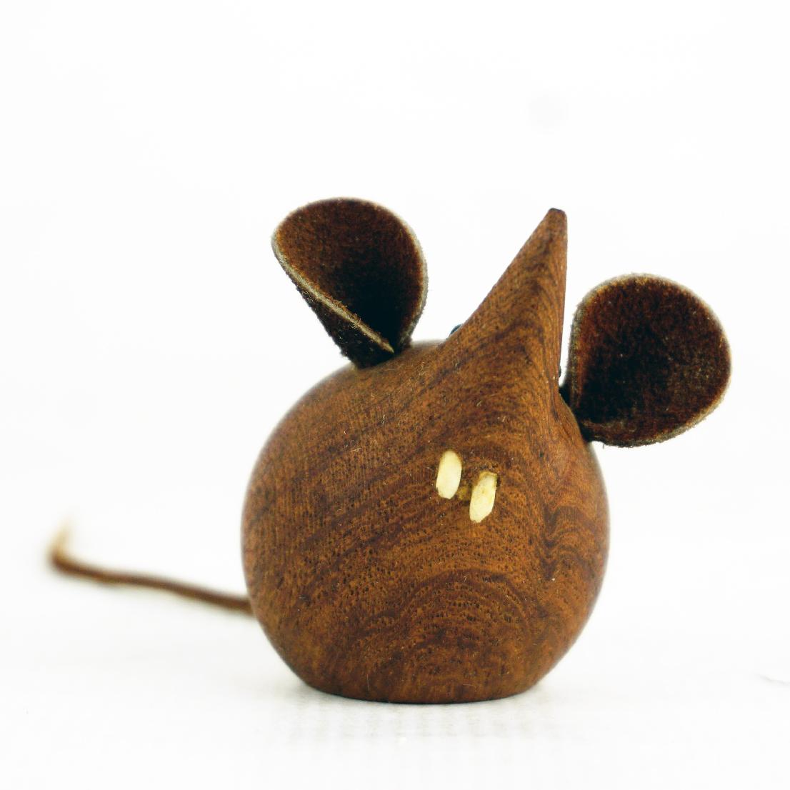 Danish Scandinavian Vintage Wooden Mouse by H F Denmark For Sale