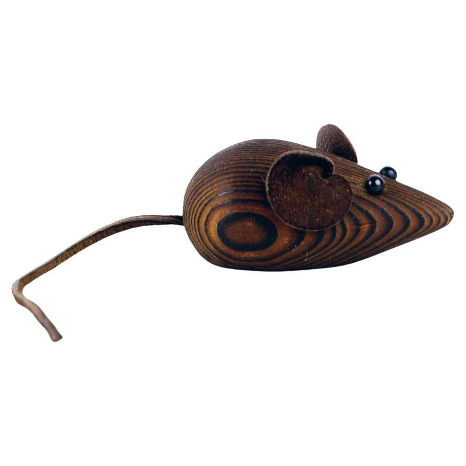 Scandinavian Vintage Wooden Mouse by H F Denmark For Sale
