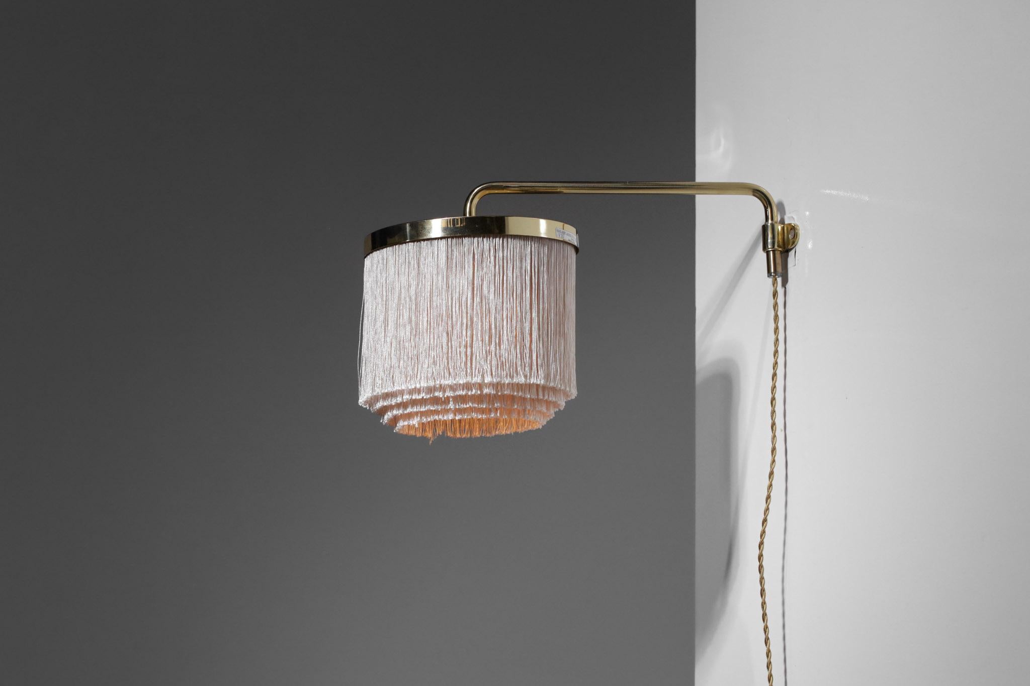 Scandinavian Wall Lamp by Hans Agne Jakobsson in Brass and Silk - F268 For Sale 5