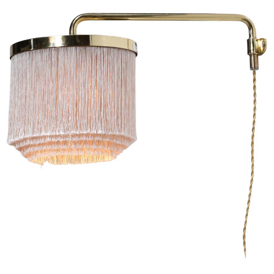 Mid-Century Modern Scandinavian Wall Lamp by Hans Agne Jakobsson in Brass and Silk - F268 For Sale
