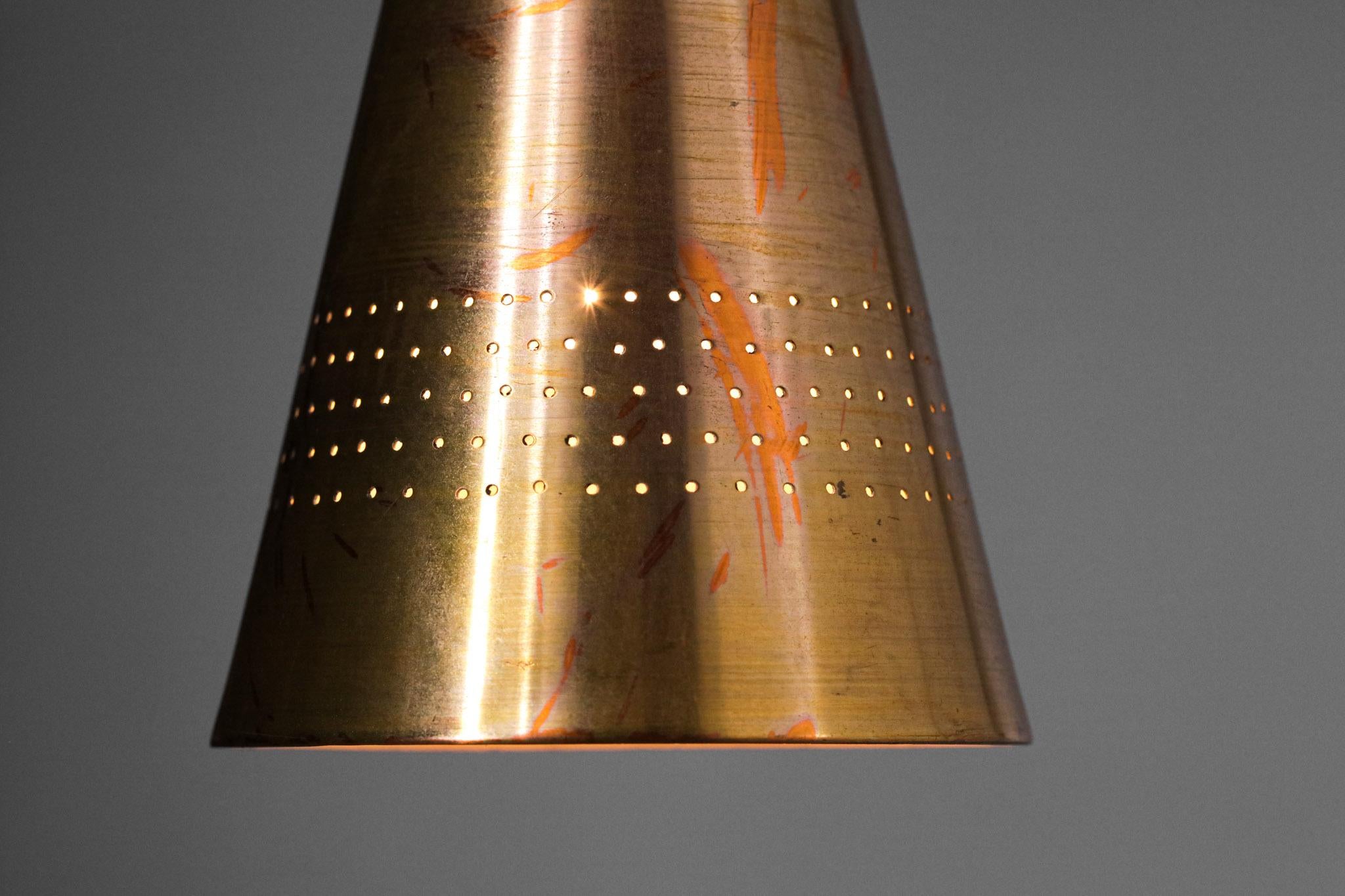 Mid-20th Century Scandinavian Wall Lamp Hans Agne Jakobsson in Copper and Teak from the 60s F444