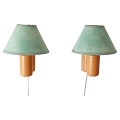 Scandinavian Wall Lamp pair with Turquoise Lampshade, Sweden 1980s