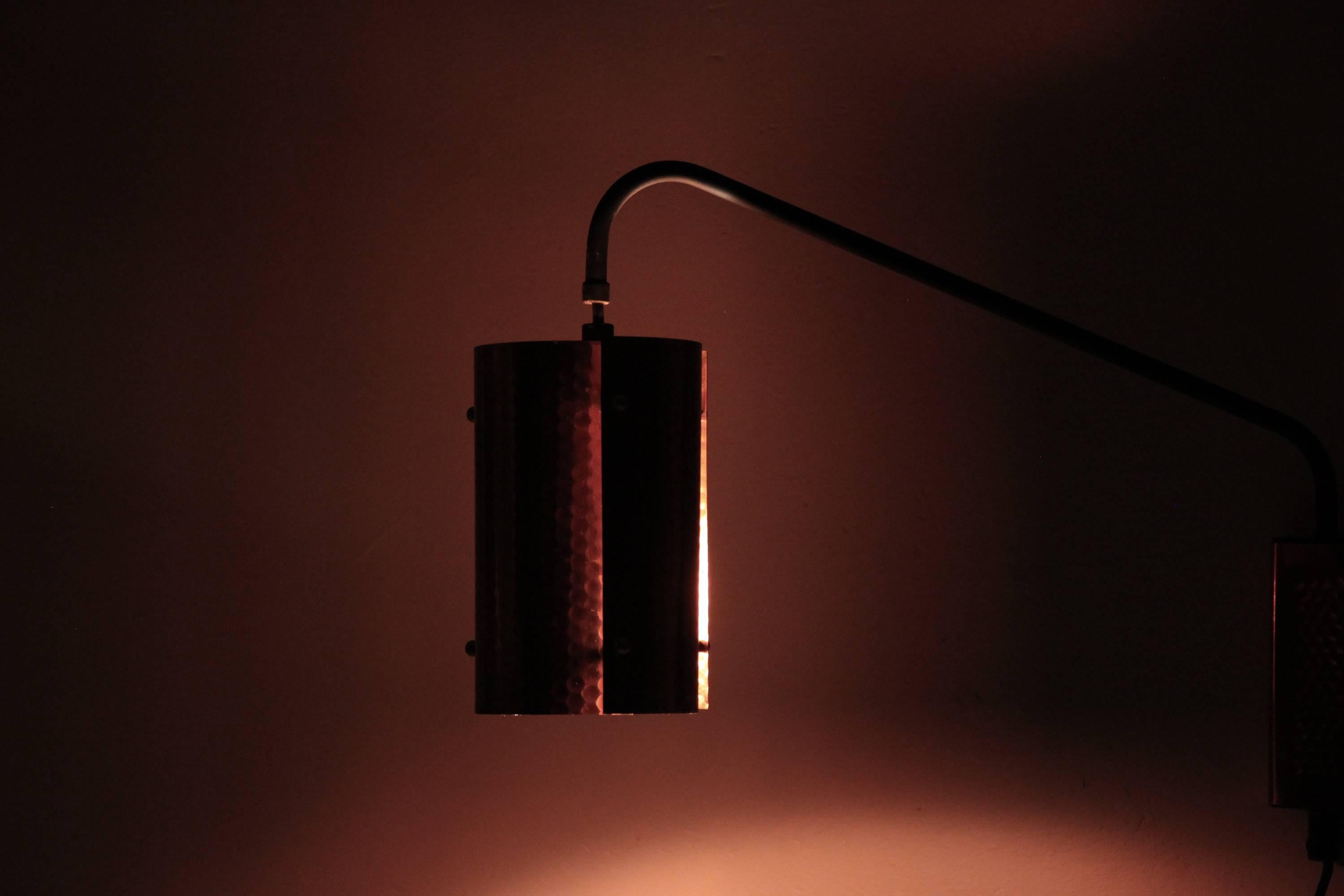 Scandinavian Wall Light in Copper, 1960s For Sale 1
