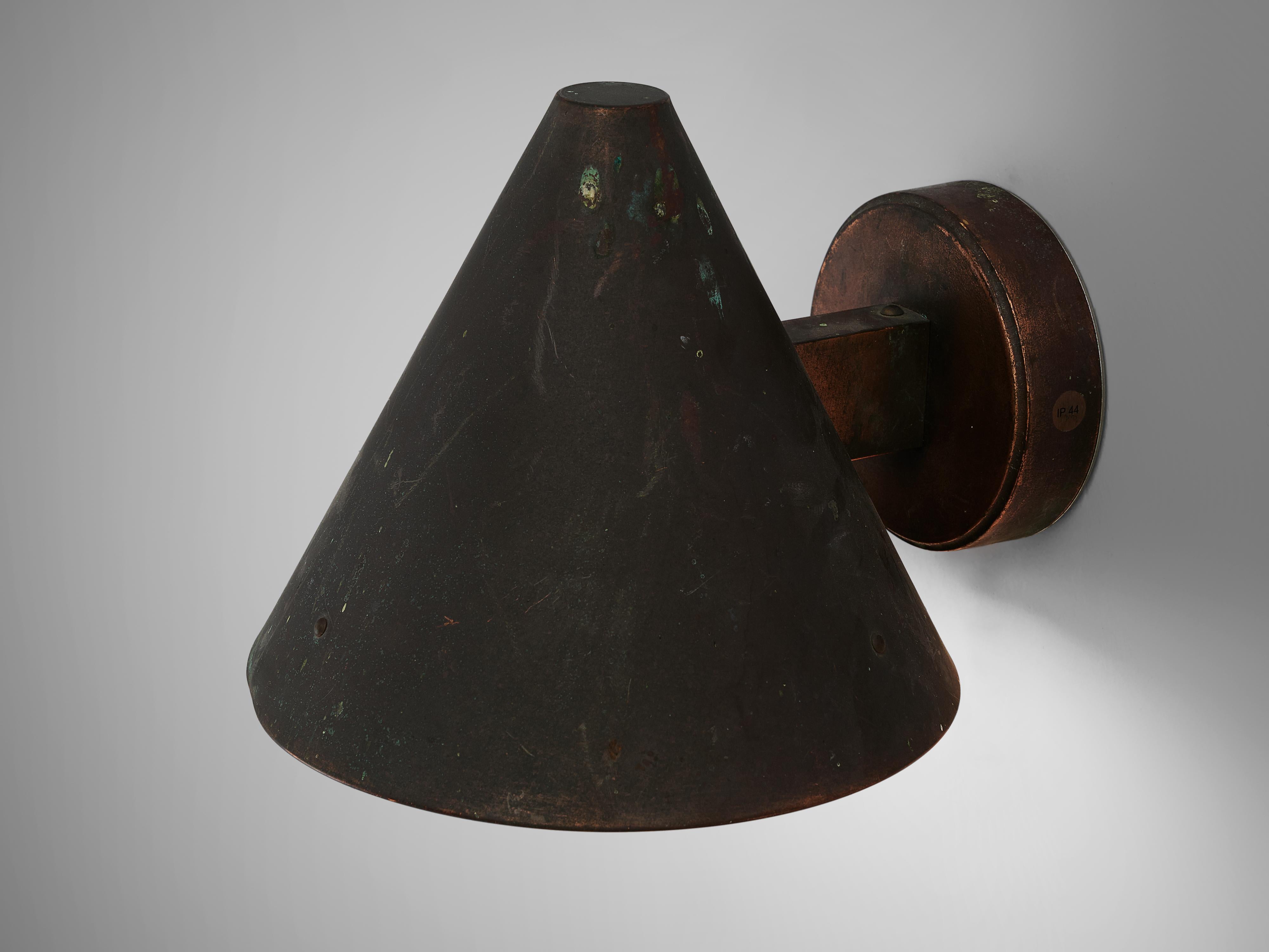 Scandinavian Wall Light in Patinated Copper and Opaline Glass 2