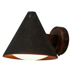 Scandinavian Wall Light in Patinated Copper and Opaline Glass