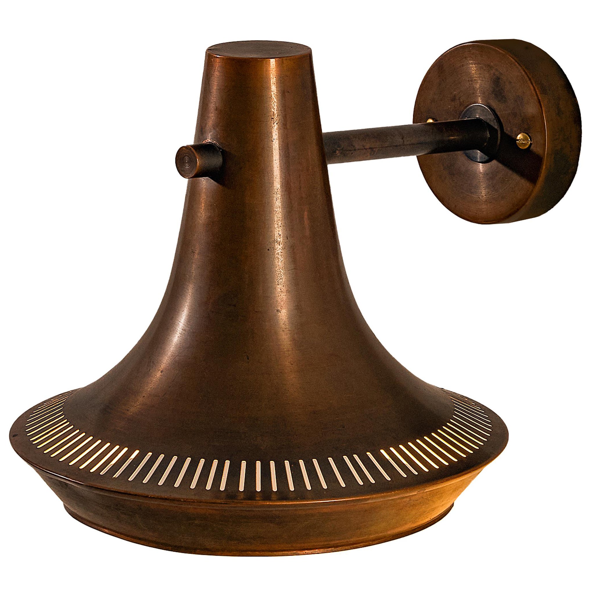 Scandinavian Wall Light in Patinated Copper