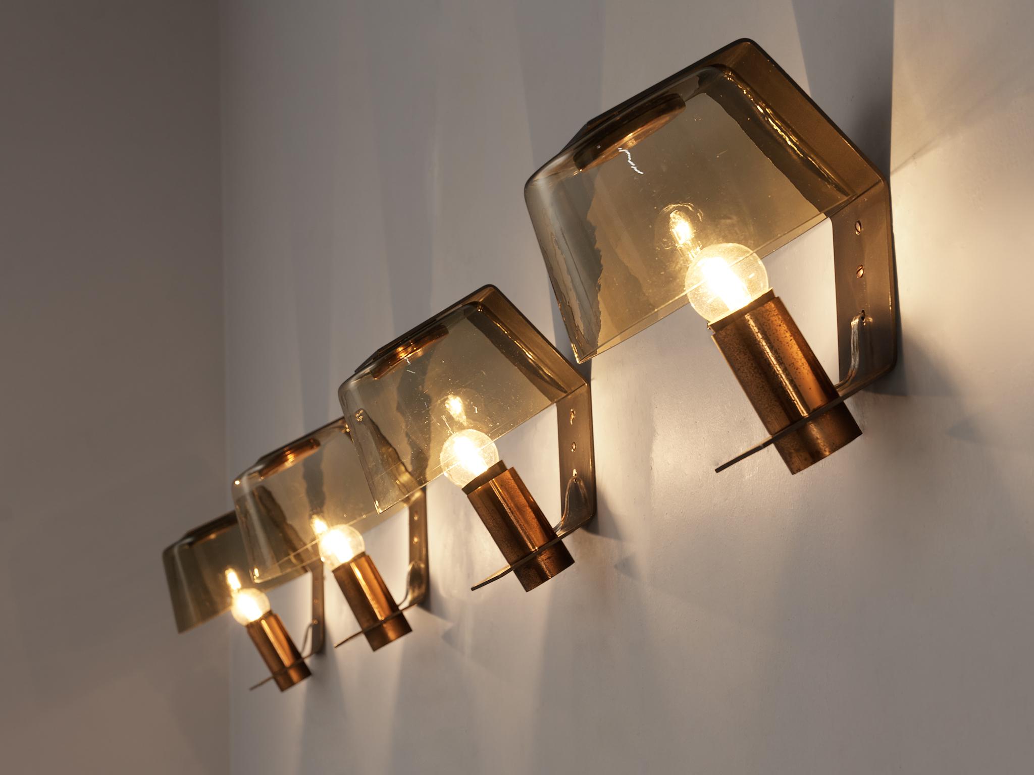 Scandinavian Modern Scandinavian Wall Lights in Metal, Copper and Smoked Glass