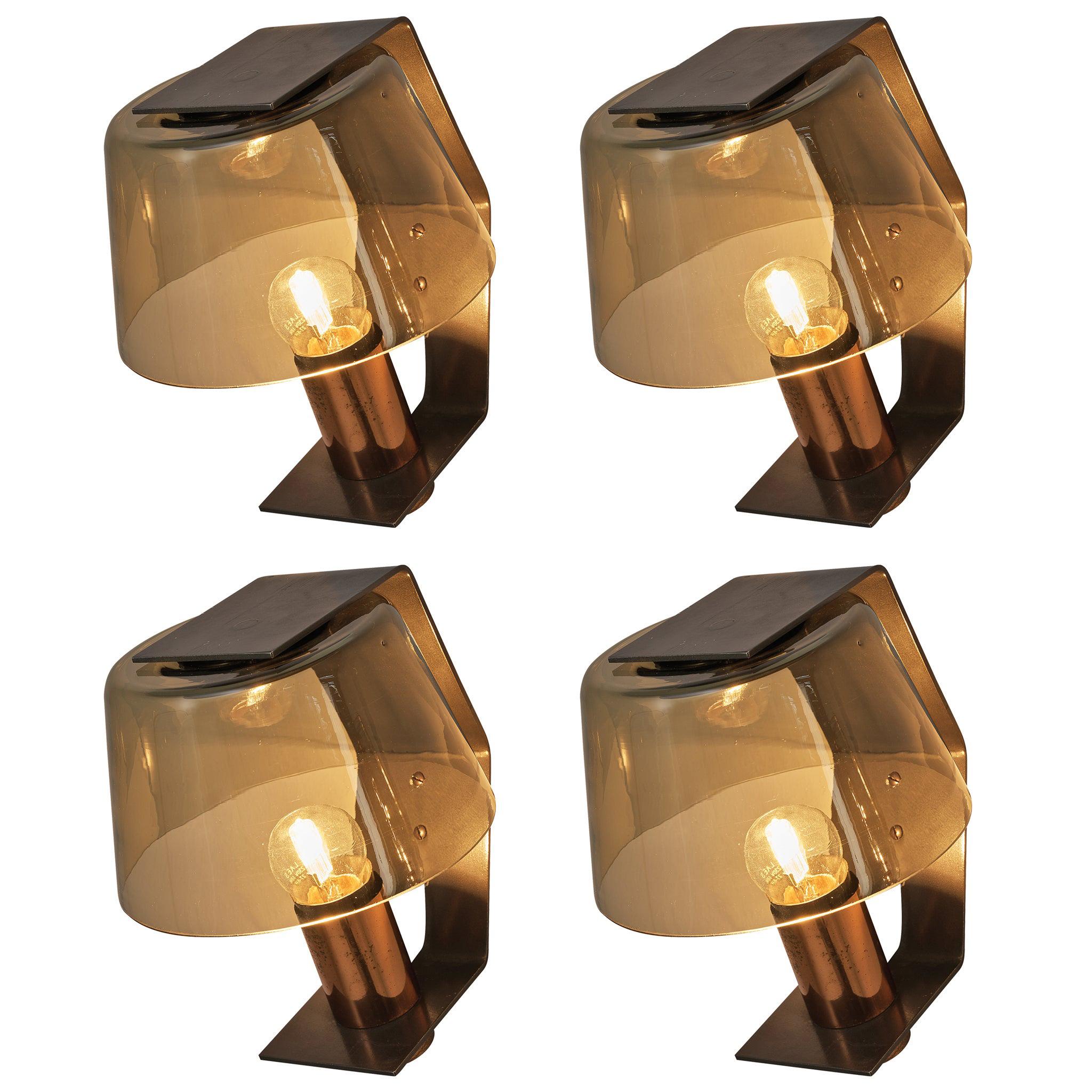 Scandinavian Wall Lights in Metal, Copper and Smoked Glass