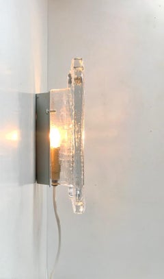 Scandinavian Wall Sconce in Iced Glass from Orrefors, 1970s