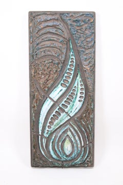 Scandinavian Wall Tile or Art Object Ceramic Vintage 70s