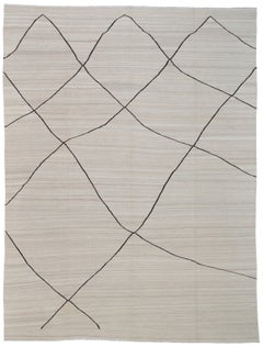 The Moderninavian Wave Modern Avorio e Lana Marrone Kilim 9'x12'