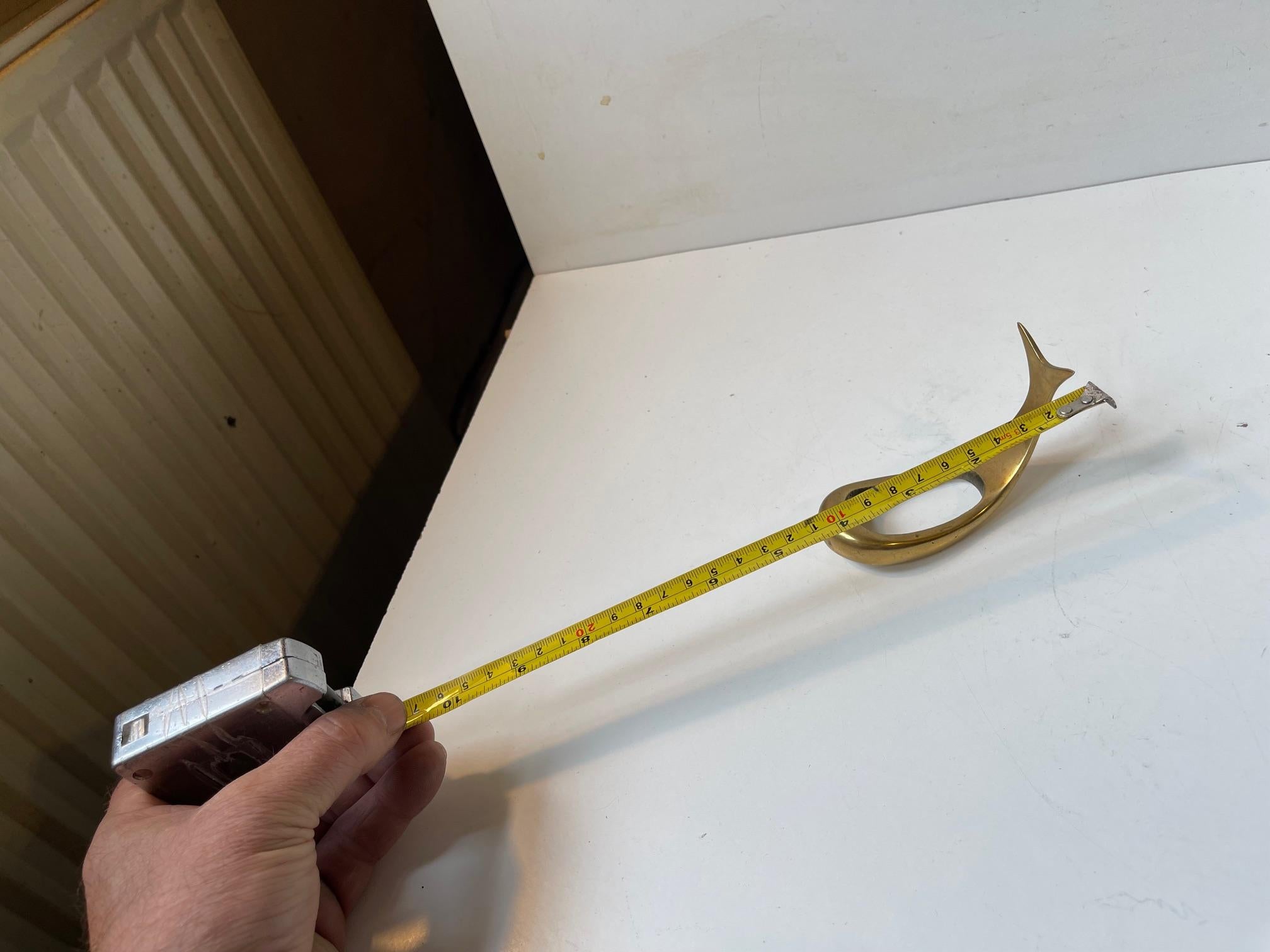 Scandinavian Whale Brass Pipe Rest in the Style of Carl Auböck, 1950 For Sale 1