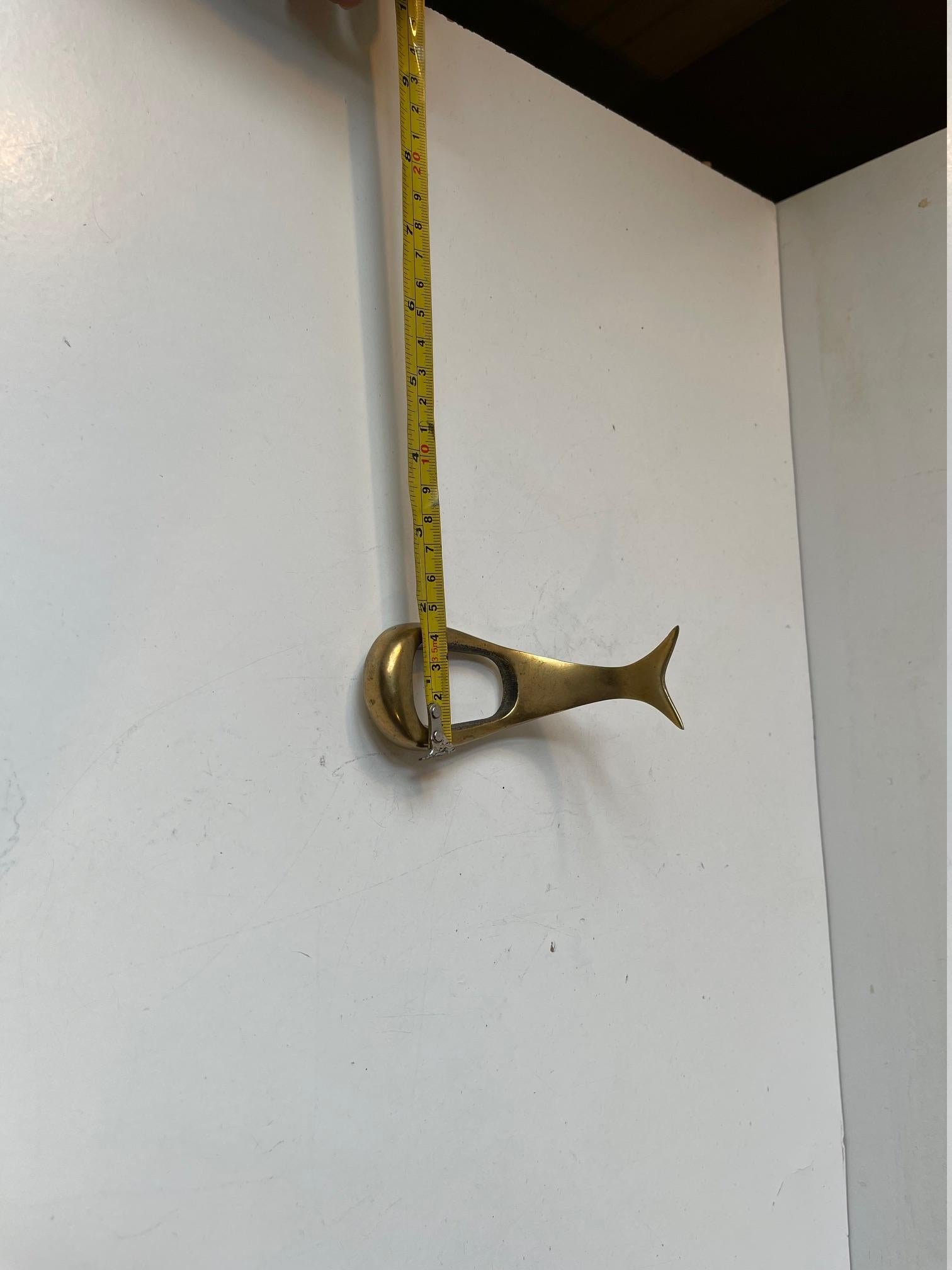Scandinavian Whale Brass Pipe Rest in the Style of Carl Auböck, 1950 For Sale 3