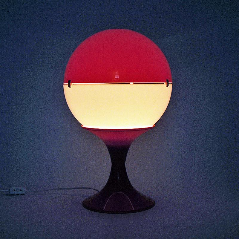 Acrylic Scandinavian White and Orange Space Age Globe Tablelamp 1970s For Sale