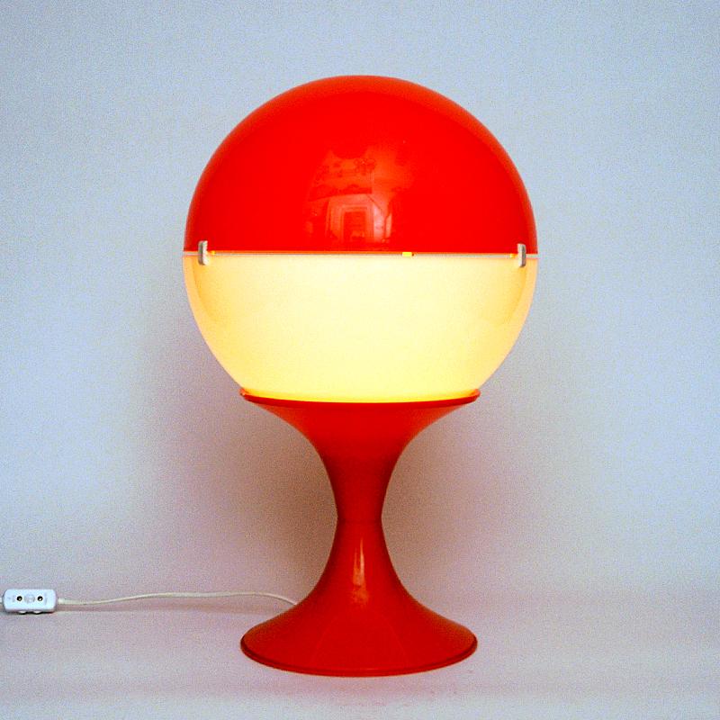 Scandinavian White and Orange Space Age Globe Tablelamp 1970s For Sale 1
