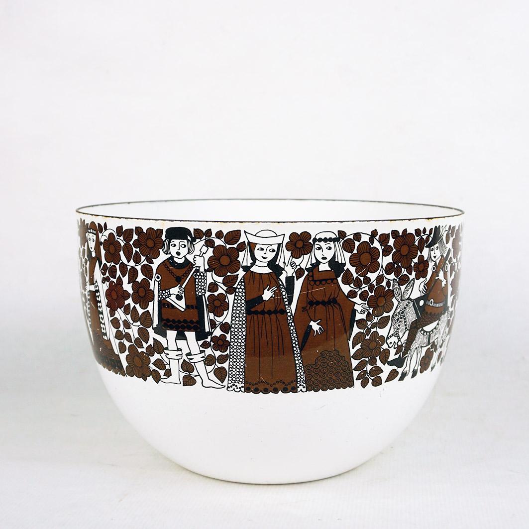 Enameled Scandinavian White Enamel Bowl by Kaj Franck for Finel Arabia Finland For Sale