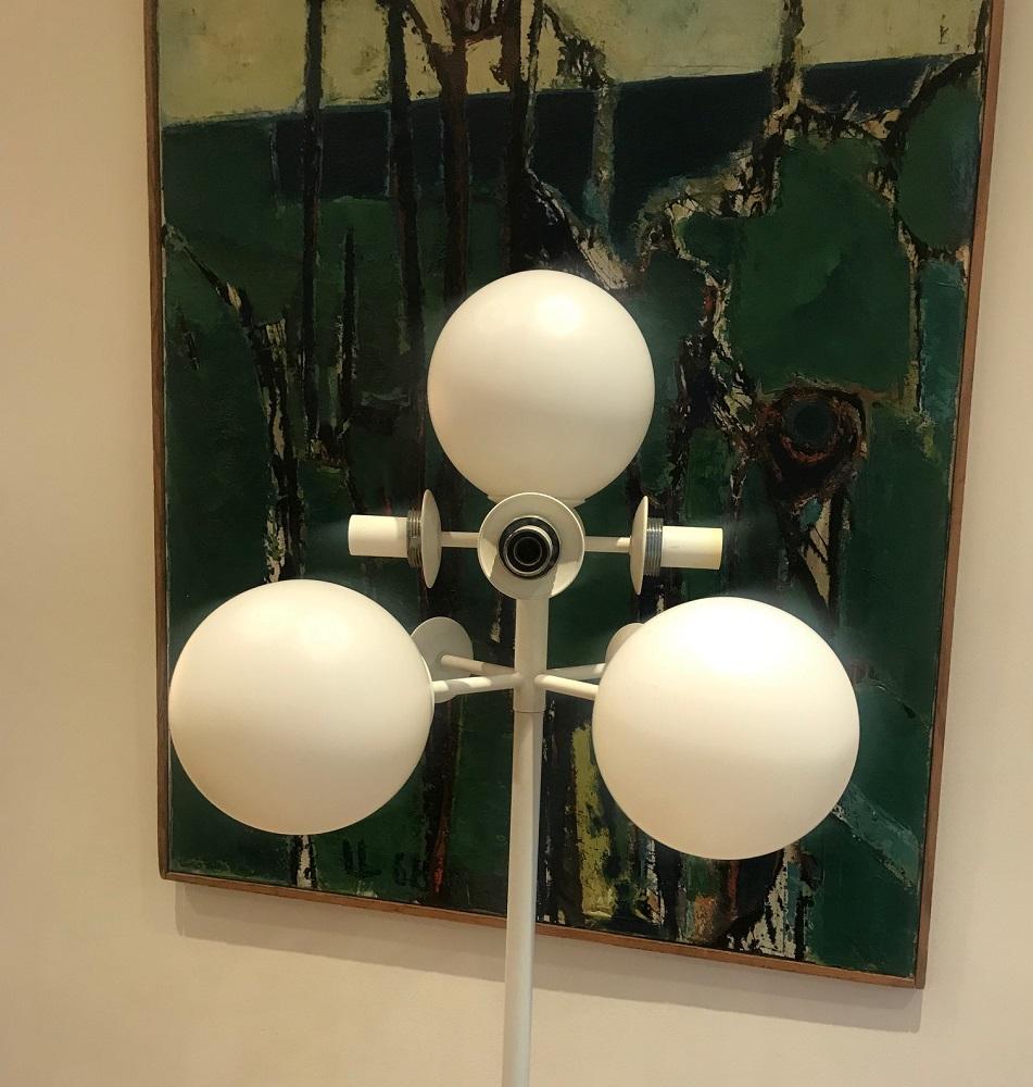 Aluminum Scandinavian White Floor Lamp, 1970s