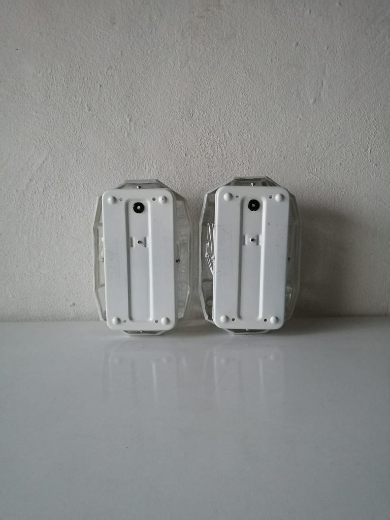 Scandinavian White Iron Structured Glass Pair of Sconces by ÖVE, 1970s Sweden 7