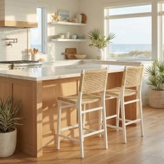 Scandinavian White Painted Counter Stool